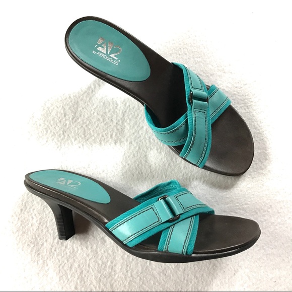 A2 By Aerosoles Shoes - Aerosoles A2 Aqua Turquoise Leather Canvas Sandals